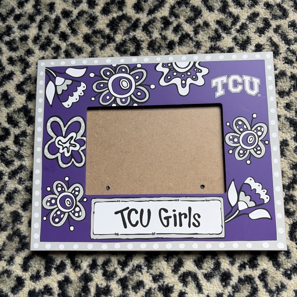 TCU Girls Horned Frogs purple floral picture Frame, Laura Kirkland Glory Haus